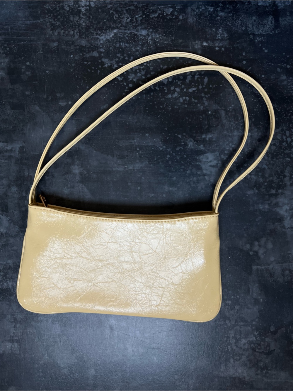 ASOS DESIGN Shoulder Bag with Skinny Double Strap in Buttermilk.